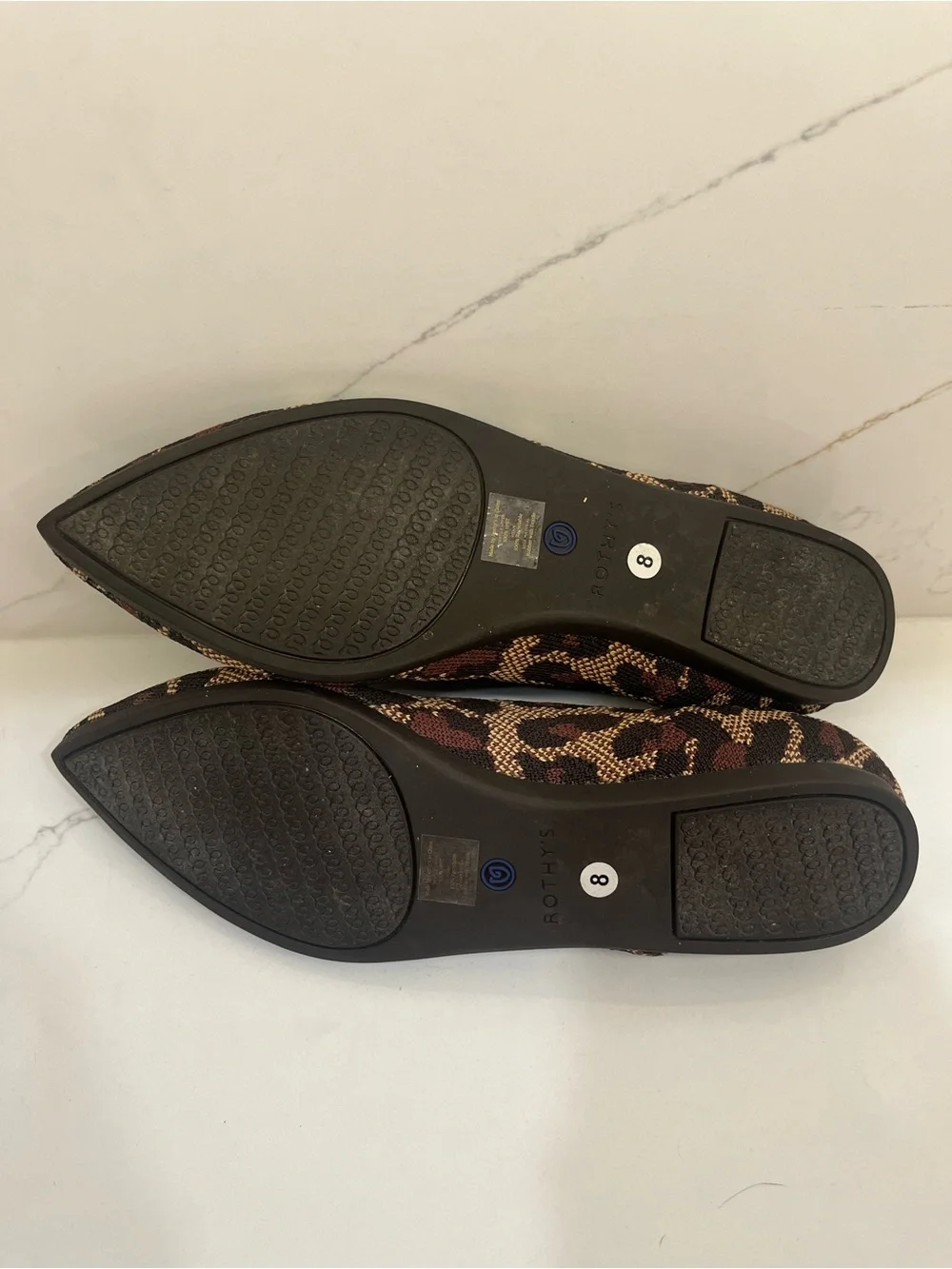 Rothy’s Pointed-Toe Knit Flats – Leopard Floral Print – Size 8